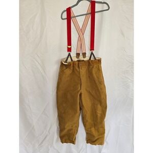 Mens Vintage LLBean Workwear Tan Canvas Bib Overalls Suspender Pants Size Medium